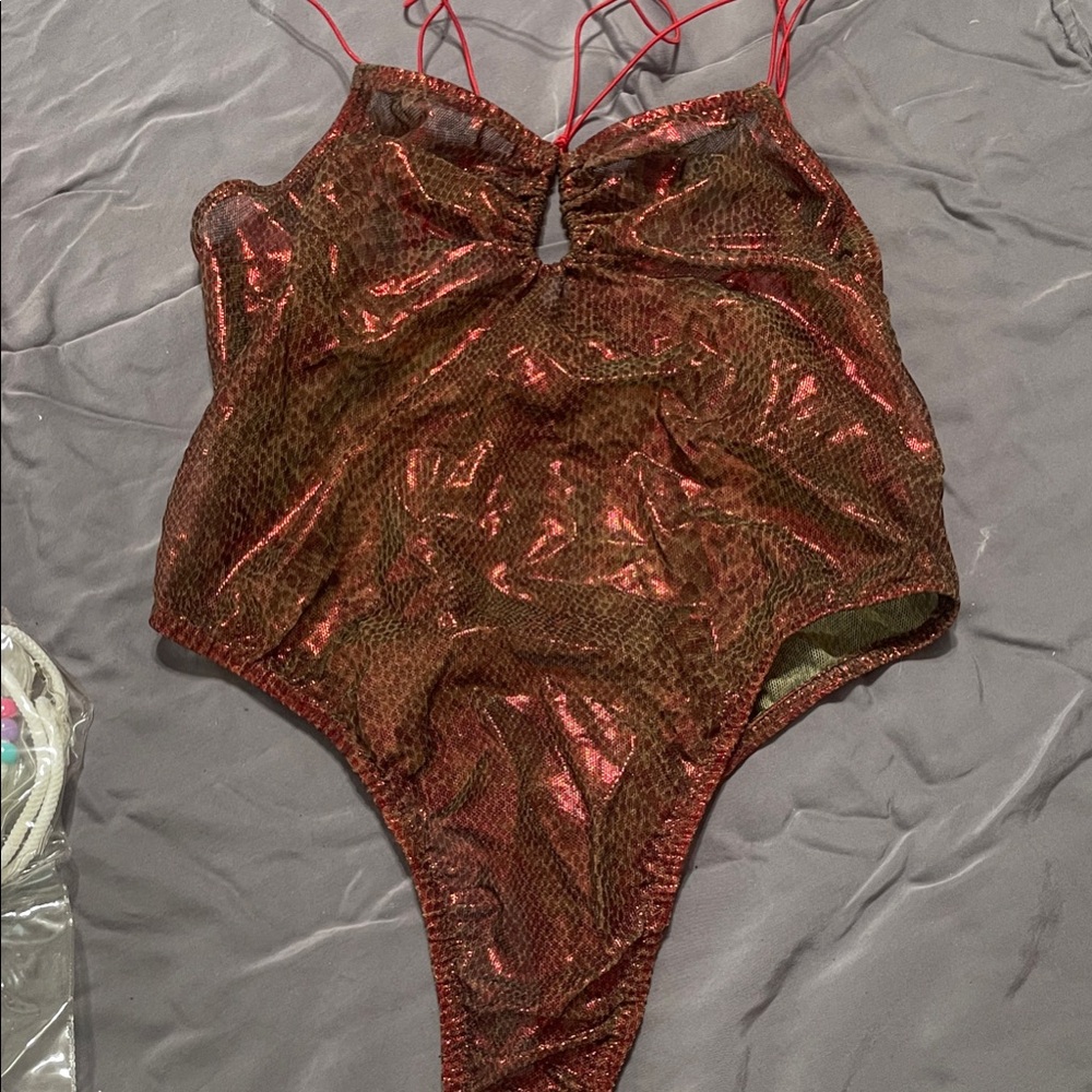 Shimmering Red and Brown  Bodysuit